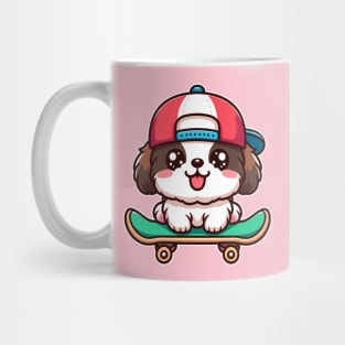 Shih Tzu Puppy Skater Kawaii Skateboarding Dog Lover Mug